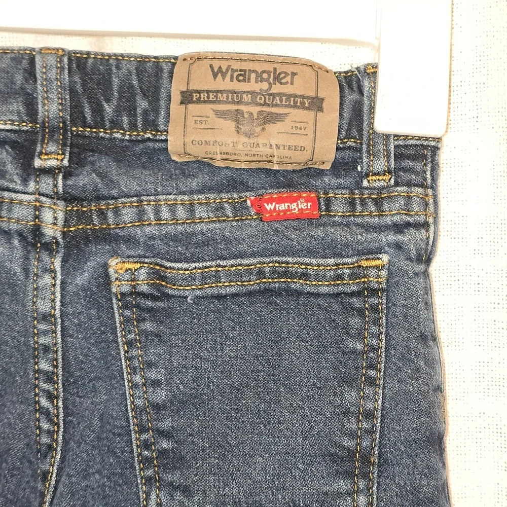 Wrangler Boys Size 4 Regular Straight Fit Stretch Jeans Dark Adjustable Waist
